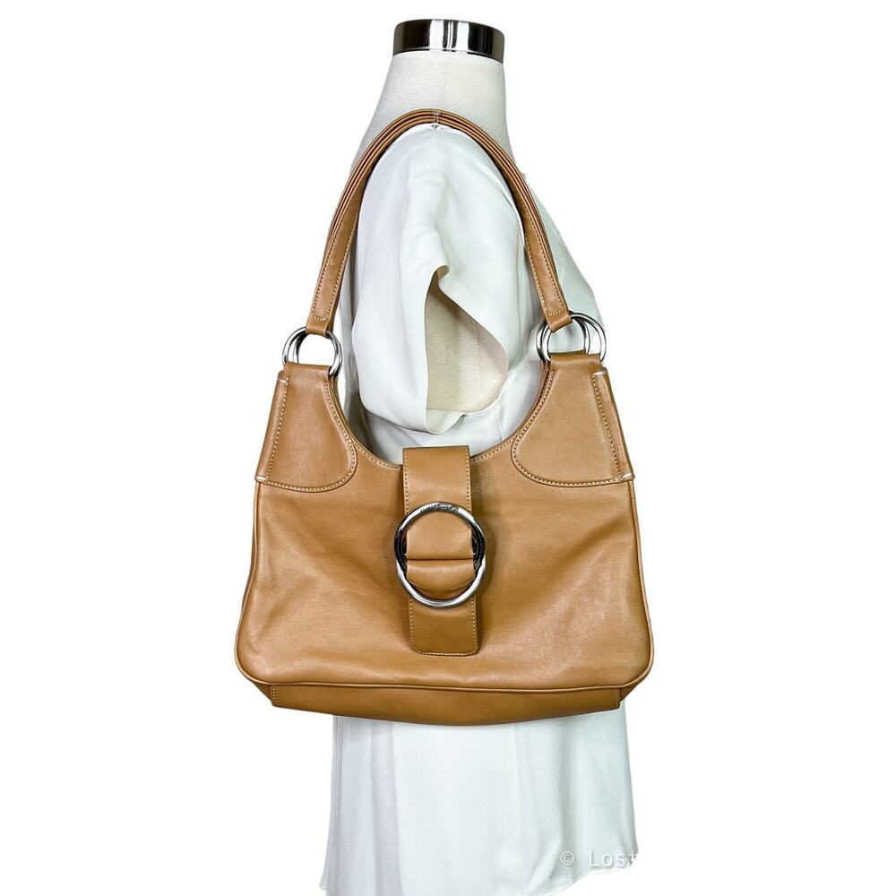 Guess | Vintage Y2K Camel Buckle Hobo Purse Tan Faux Leather Shoulder Bag